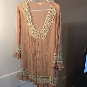 Indigo Soul Pink Bell Sleeve Tunic Top